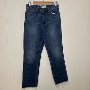Madewell High Rise Crop Raw Hem Blue Jeans Size 28